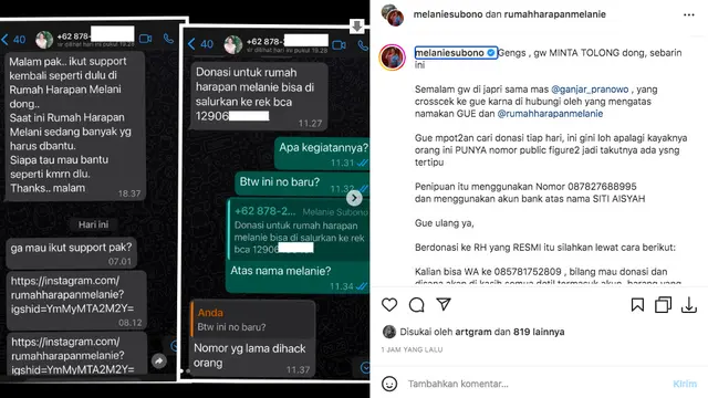 Melanie Subono Sebut Ada Oknum yang Mengatasnamakan Dirinya untuk Minta Bantuan Donasi ke Ganjar Pranowo
