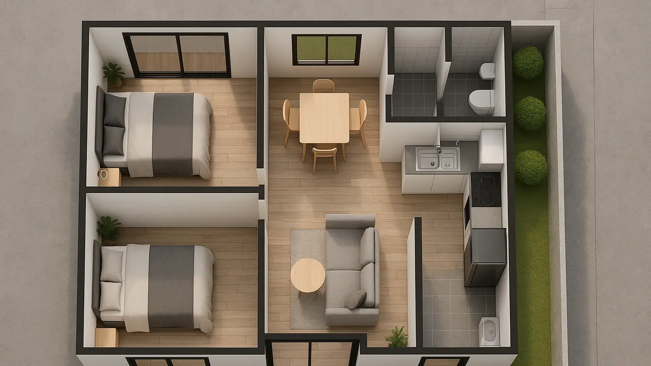 7 Desain Rumah Ukuran 7x8 2 Kamar Tidur di Perkotaan, Nyaman dan Efisien untuk Hunian Modern