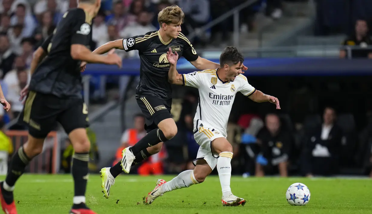 Kemenangan ini jadi langkah ideal untuk pasukan Carlo Ancelotti memulai musim baru Liga Champions 2023/2024. (AP Photo/Manu Fernandez)