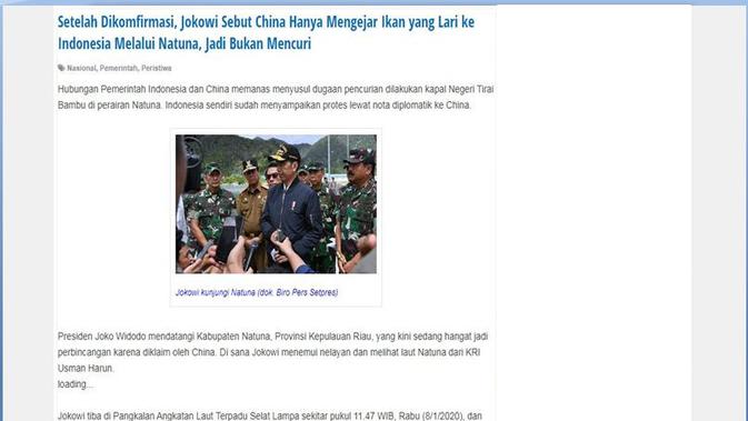 [Cek Fakta] Jokowi Sebut Kapal China Masuk ke Natuna Untuk Ambil Ikan Miliknya Sendiri, Benarkah?