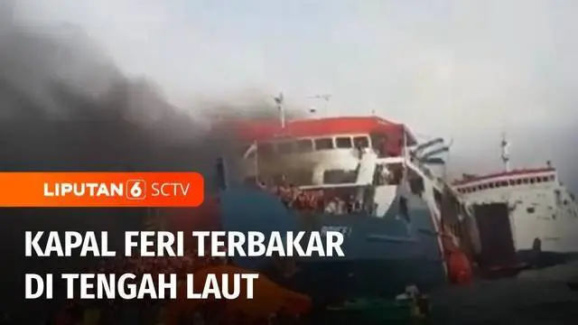 Kapal feri KMP Royce I terbakar di perairan Merak Banten Sabtu sore. Kapal terbakar saat menuju pelabuhan Bakaheuni Lampung. Ratusan penumpang dievakuasi.