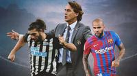 Cover Dani Alves, Andy Carroll, Roberto Mancini (Bola.com/Bayu Kurniawan Santoso)