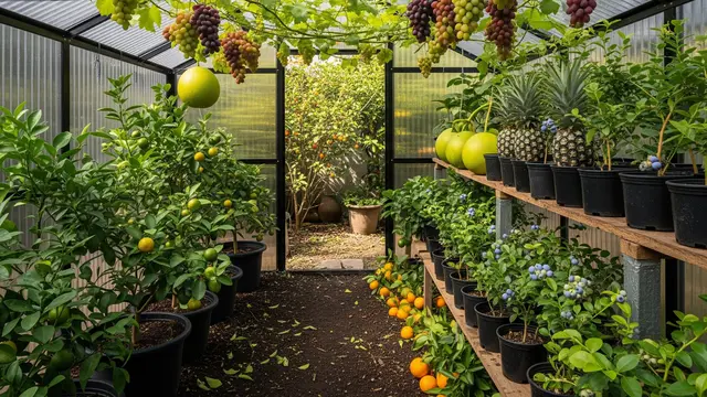 Greenhouse Mini Kombinasi Kebun Buah Campuran
