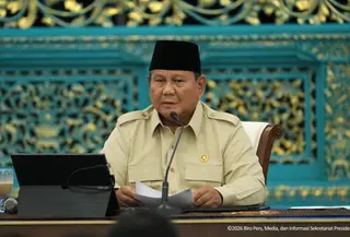Presiden Prabowo Subianto dalam Pertemuan dengan Kadin Pusat dan Daerah, di Istana Kepresidenan, Jakarta, Jumat (31/7/2026). (Liputan6.com/Arief)