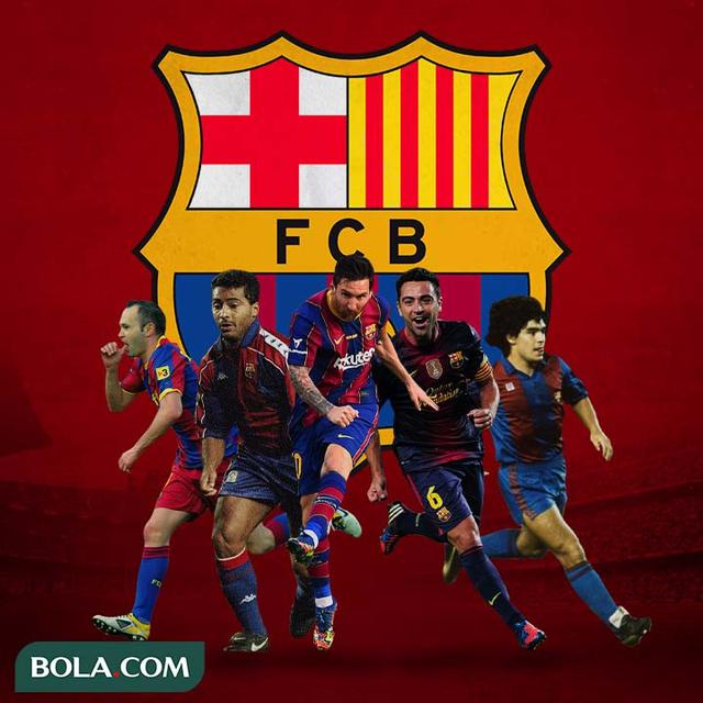 Barcelona - Andres Iniesta, Romario, Lionel Messi, Xavi, Diego Maradona