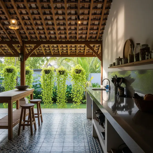 Desain Dapur Kecil Ala Tropis Semi Outdoor untuk Rumah Kampung