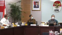 Menteri Sosial Juliari P. Batubara bertemu pimpinan Komisi Pemberantasan Korupsi (KPK) di Jakarta, Rabu (9/9/2020).