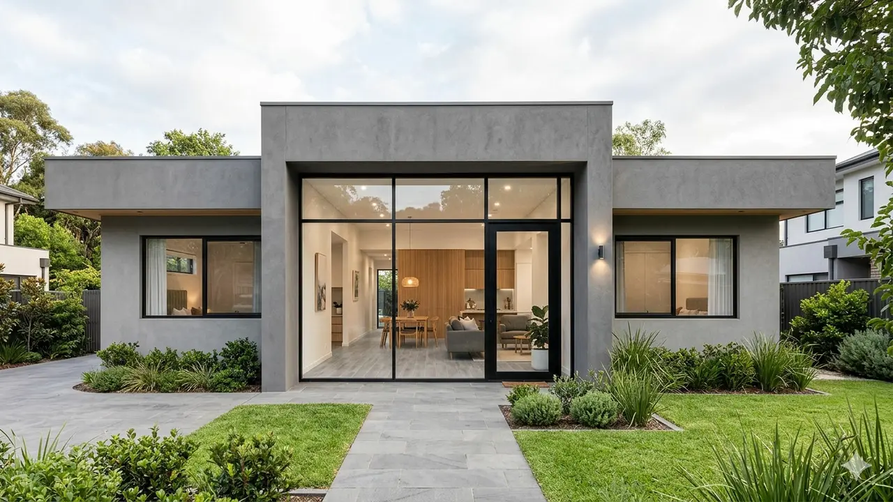 Inspirasi Desain Rumah 1 Lantai Pintu Kaca Besar. Gemini
