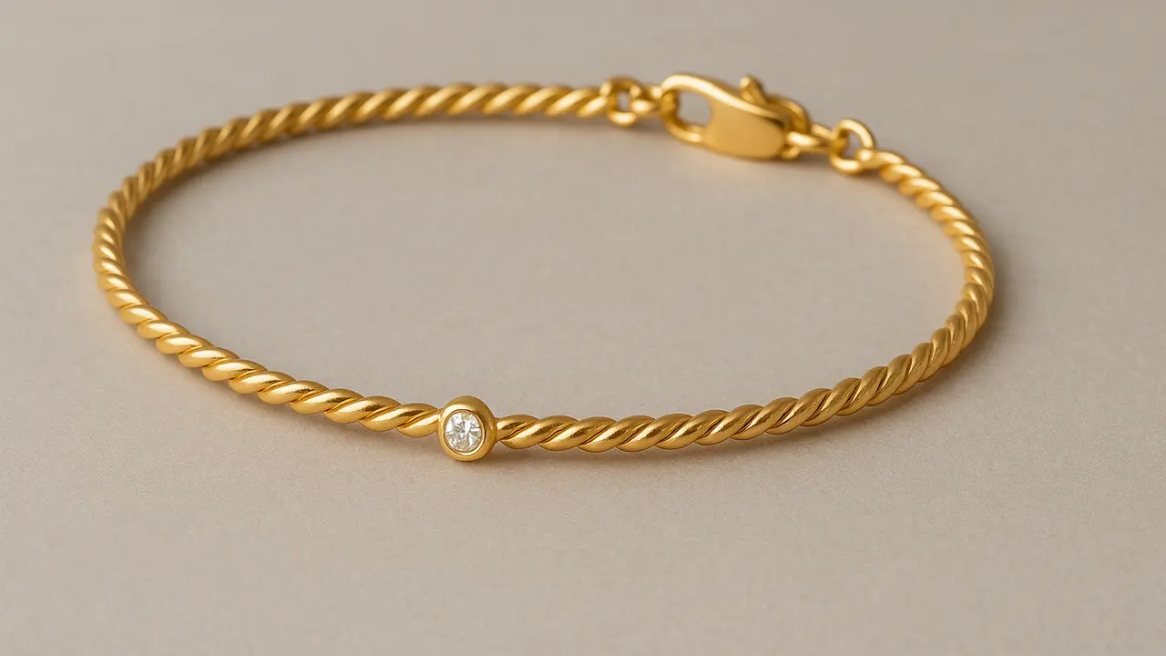 Model Gelang Emas 5 Gram 18 Karat Model Twist Rope dengan Zirconia/ Ilustrasi AI