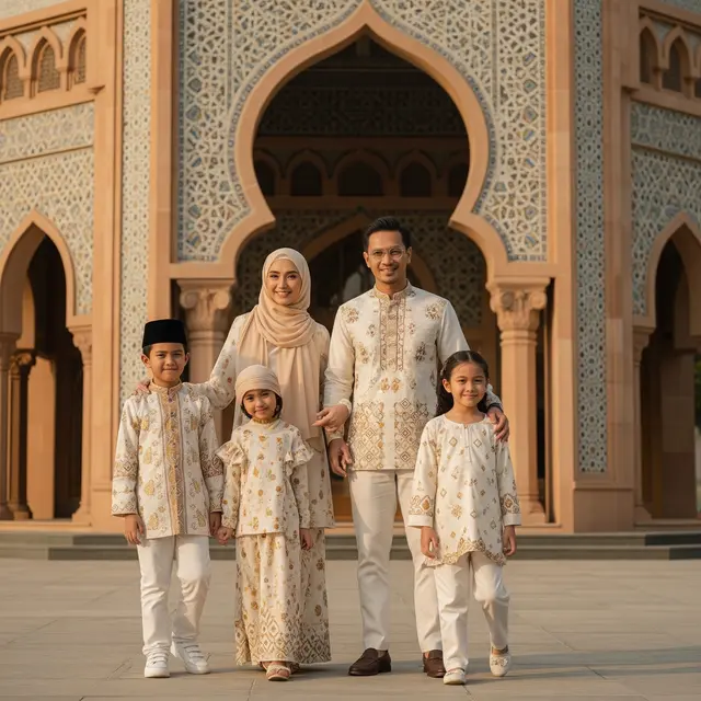 Ide Pose Foto Keluarga Outdoor Saat Lebaran (Gemini AI)