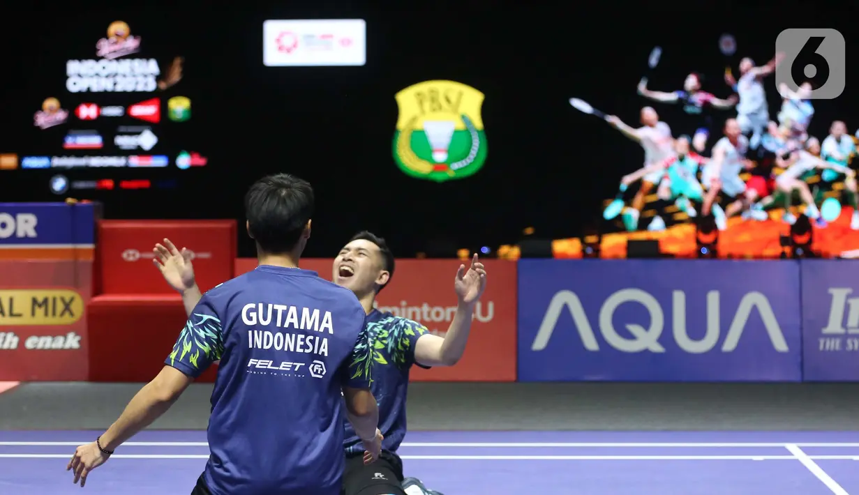 Kemenangan ini mengantarkan Sabar Karyaman Gutama/Moh Reza Pahlevi Isfahani maju ke final Indonesia Open 2025. (Liputan6.com/Helmi Fithriansyah)