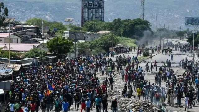 Ribuan demonstran di Haiti. (AFP/ Chandan Khanna)