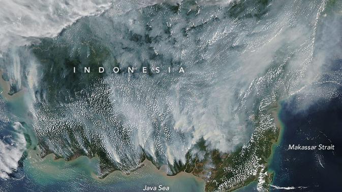 Foto kabut asap di Kalimantan (Sumber: Nasa)