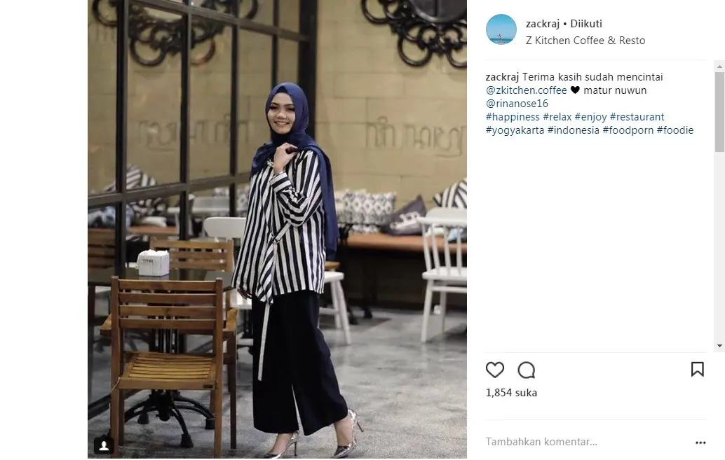 Rina Nose datangi restoran milik Faraj Achmad (Foto: Instagram)