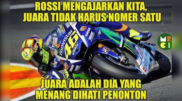 Jorge Lorenzo sudah memastikan diri menyabet titel juara dunia MotoGP 2015. Namun, respons di media sosial seperti kurang senang dengan kemenangan Lorenzo. Meme tentang MotoGP pun bermunculan. (Istimewa)