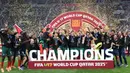 Hasil ini memastikan Selecao das Quinas merengkuh trofi juara dunia untuk pertama kalinya di level U-17. (AP Photo/Hussein Sayed)