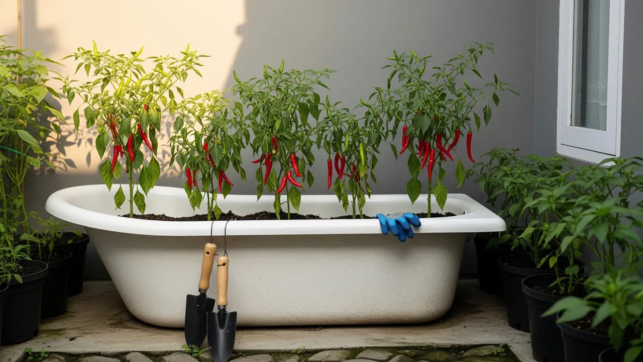 Ide Kebun Cabai dari Bekas Bak Mandi Plastik Tidak Terpakai, Ini Cara Membuatnya