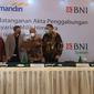 Konferensi Pers Penandatanganan Akta Penggabungan Tiga Bank Syariah Milik Himbara, Jakarta, Rabu (16/12/2020).