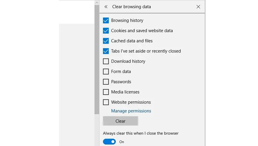 Cara menghapus riwayat pencarian pada browser Microsoft Edge (Sumber: Make Use Of)