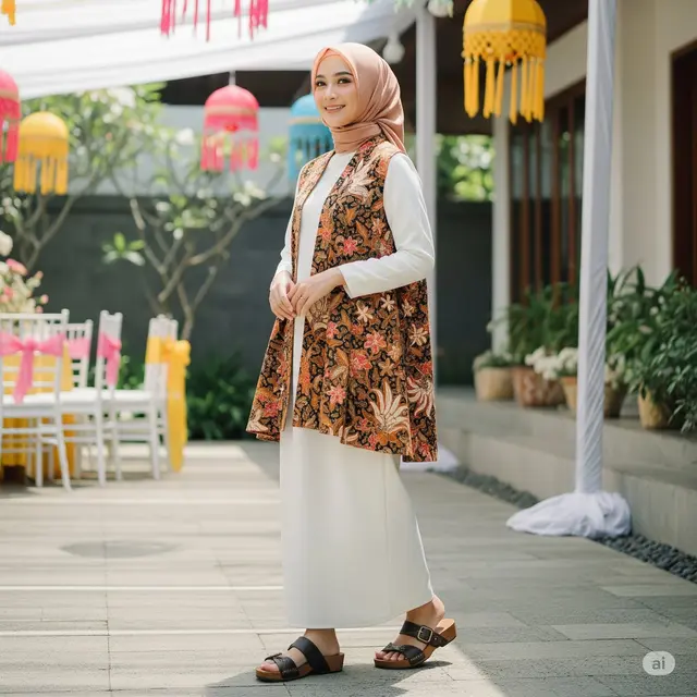 Model Baju Kondangan Gamis Elegan 2025. Foto: Gemini