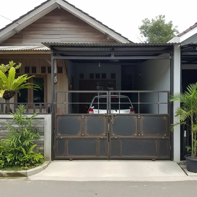 9 Model Pagar Besi Lipat Dua Daun untuk Carport Kecil