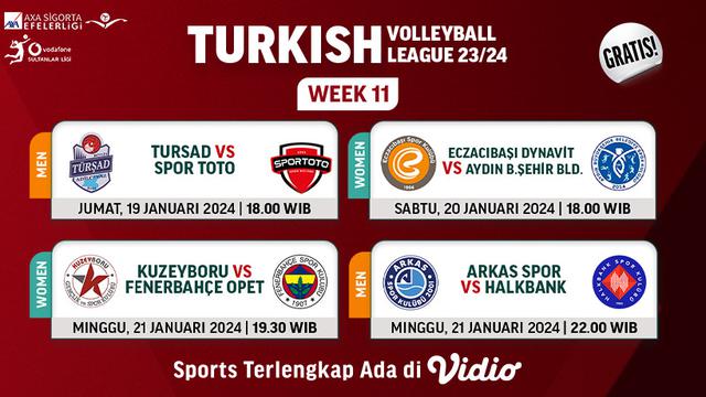 Link Live Streaming Liga Voli Turki 2023/2024 Week 11 di Vidio, 19-21 Januari 2024