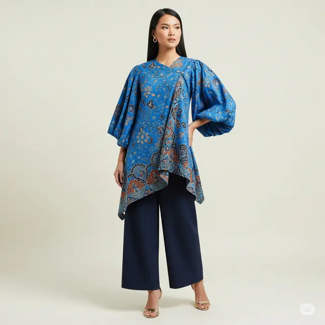 9 Mix and Match Batik Lengan Besar dan Celana Kulot yang Elegan dan Stylish