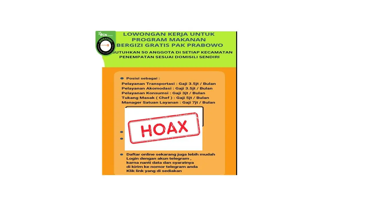 Cek Fakta lowongan kerja makan bergizi gratis
