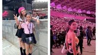 Ayu Ting-Ting dan Syahnaz di konser BLACKPINK, Jakarta. (Dok. Instagram/@ayutingting92 https://www.instagram.com/p/CppBvnOh1YI/ & @syahnazs/https://www.instagram.com/p/Cppz2jbvfJd/Dyra Daniera)