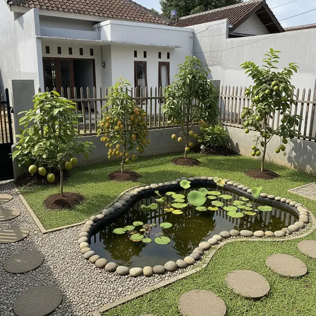 9 Desain Taman Buah Mini dengan Jalur Taman Natural, Estetis dan Produktif