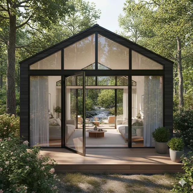 Desain Rumah Kecil dengan Jendela Besar (Foto: Gemini AI)