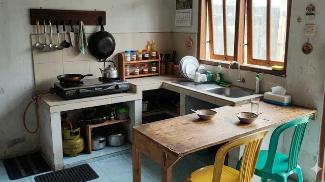 Model Dapur Sederhana Ukuran 2x2 di Kampung yang Fungsional