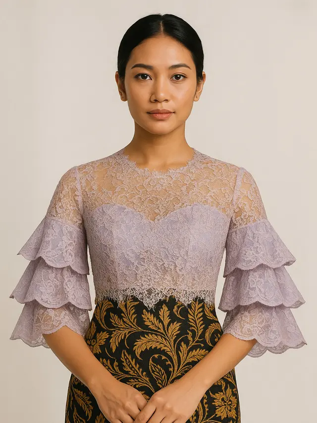 Model Batik Brokat Kombinasi Lengan Petal Terbaru 2025 (Image by ChatGPT)