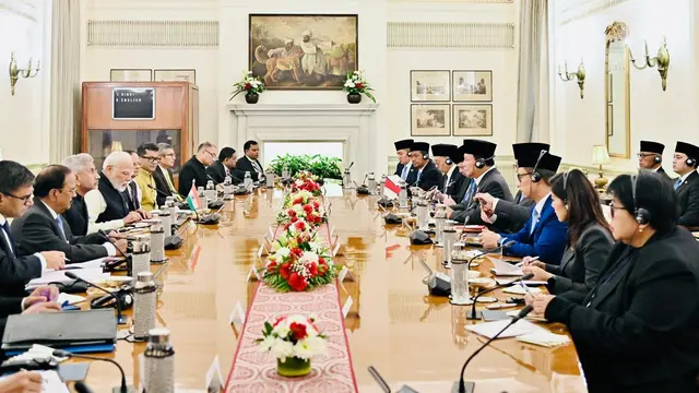 Presiden Prabowo Subianto melakukan pertemuan bilateral dengan Perdana Menteri India, Narendra Modi, di Hyderabad House, New Delhi, Sabtu (25/1/2025).