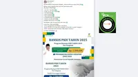 Tangkapan layar klaim tautan pendaftaran bansos PKH 2025 via Telegram yang beredar di Facebook.