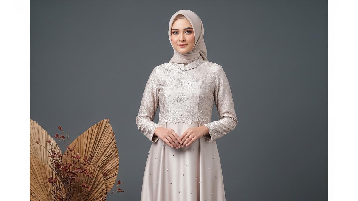 7 Inspirasi Model Gamis Brokat Dada Simple tapi Mewah, Pesona Anggun Tanpa Berlebihan