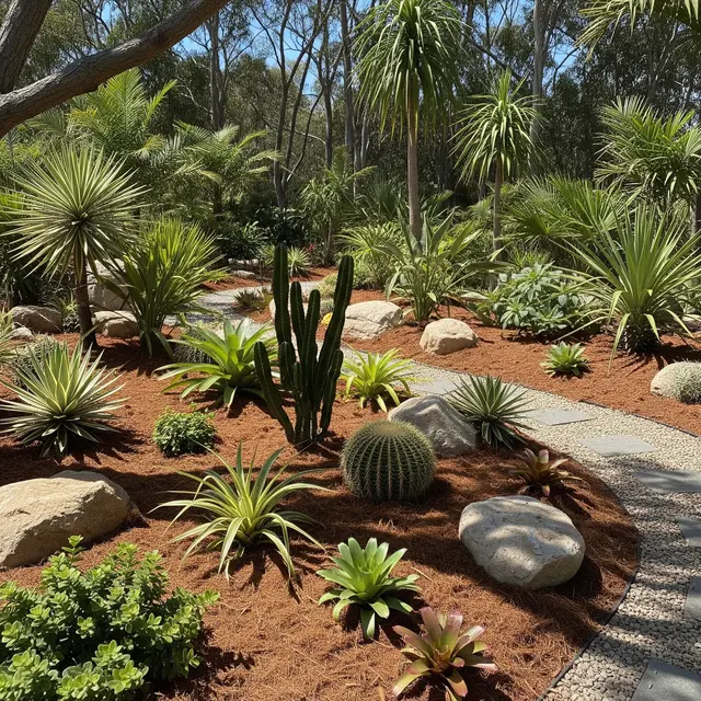Inspirasi Xeriscape Bergaya Tropis (AI Generated)