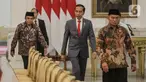 Presiden Joko Widodo (tengah) didampingi sejumlah menteri Kabinet Indonesia Maju menerima Sekretariat Jenderal Rabithah Al Alam Al Islami (World Muslim League), Sheikh Mohammed bin Abdulkarim Al Issa, di Istana Merdeka, Jakarta Pusat, Rabu (26/2/2020). (Liputan6.com/Faizal Fanani)