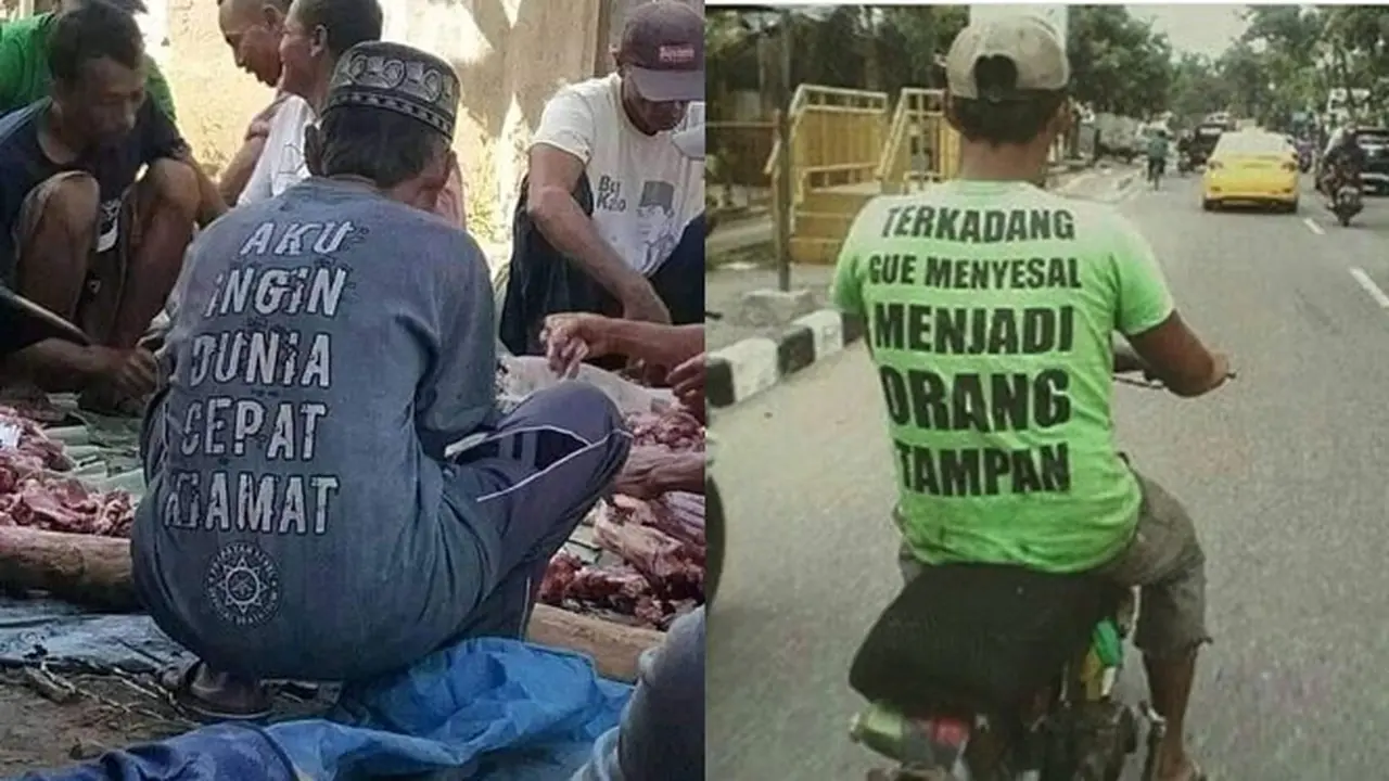 6 Tulisan di Belakang Kaus Oblong Bapak-Bapak Ini Bikin Tawa Pecah