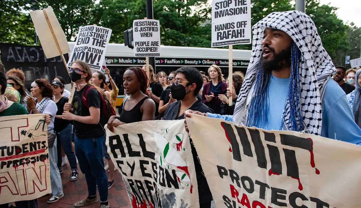 Aksi civitas akademi pro-Palestina kembali bergema di Amerika Serikat. (Joseph Prezioso/AFP)