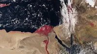 Penampakan aliran Sungai Nil yang berwarna merah (ESA)