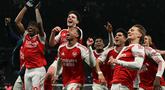 Arsenal berhasil memetik poin penuh saat bertandang ke markas Tottenham Hotspur dalam laga pekan ke-28 Liga Inggris 2025/2026 pada Minggu (22/02/2026) waktu setempat. (AFP/Glyn Kirk)