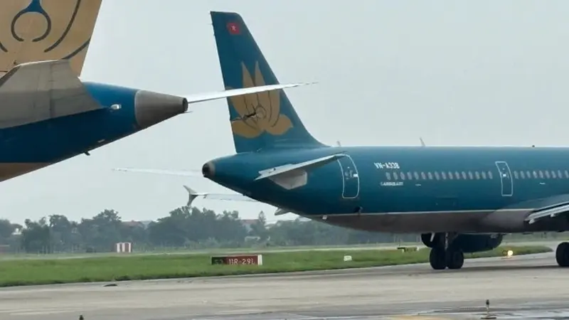 Dua pesawat Vietnam Airlines bertabrakan di Bandara Noi Bai, Hanoi, pada Jumat (27/6/2025). (Bandara Noi Bai)