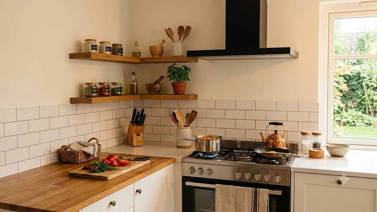 Inspirasi Dapur dengan Ambalan Sudut