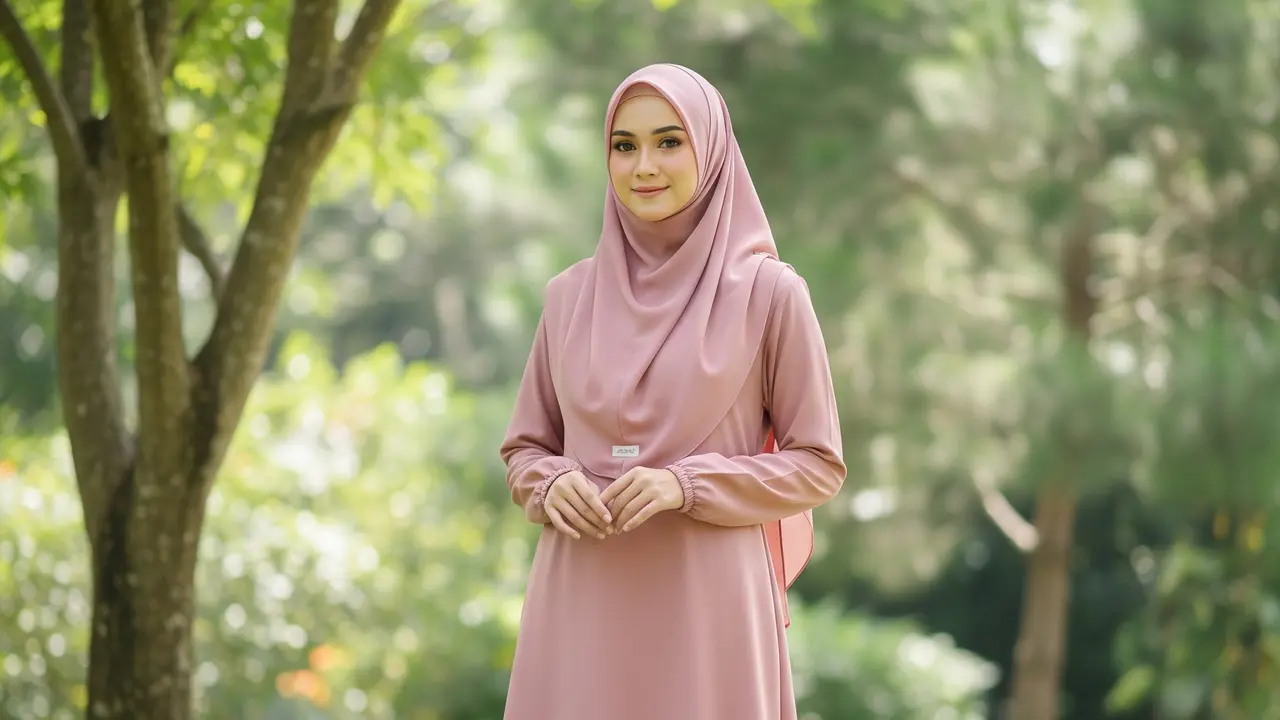 9 Model Gamis Syari Bahan Wolfis yang Adem dan Praktis, Pilihan Muslimah