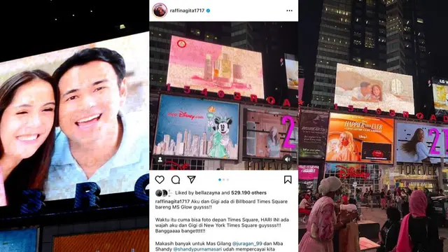 Raffi Ahmad dan Nagita Slavina terpampang di Billboard Times Square New York City