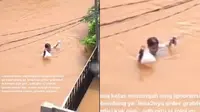 Viral Video Driver Ojek Online Antar Makanan saat Banjir, Tuai Perhatian (sumber: TikTok/unadembler)