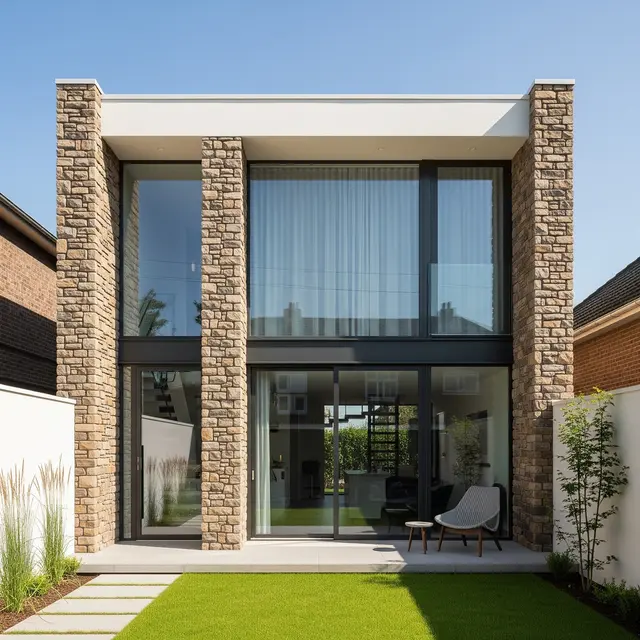 Inspirasi Rumah Batu Alam Modern untuk Lahan Sempit