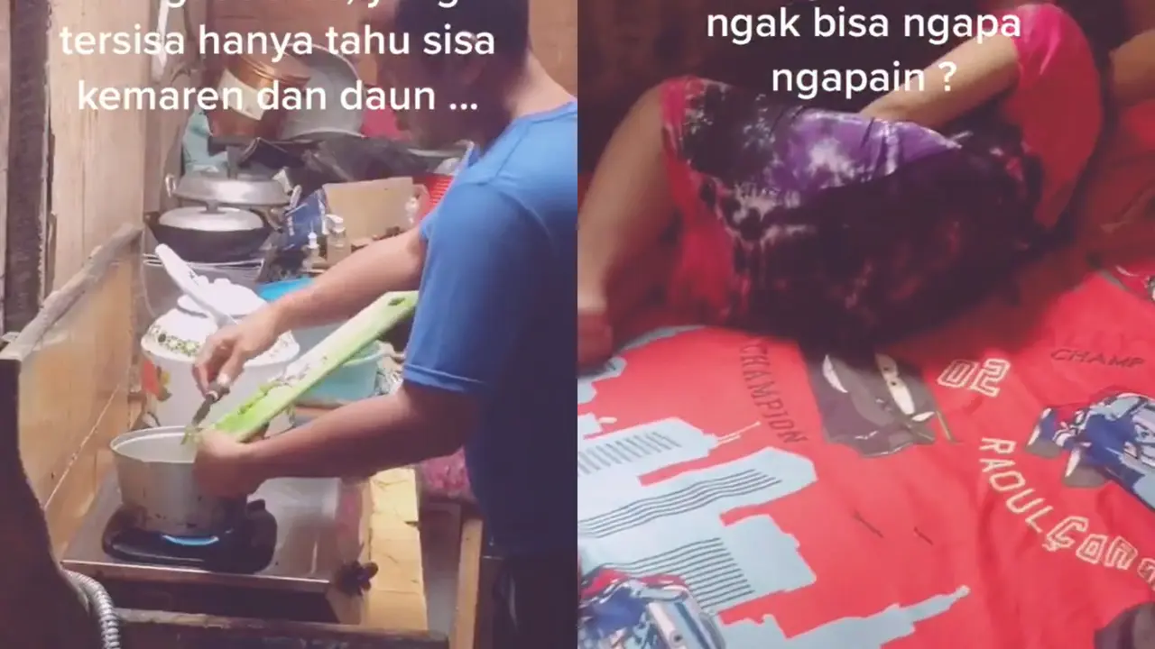 Kasih sayang suami yang menjaga istrinya pasca melahirkan di tengah banjir.