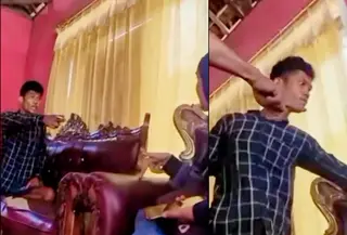 Tangkapan layar rekaman video viral, karyawati menjadi korban penganiayaan saat menagih utang ke rumah nasabah di Lampung. (istimewa)